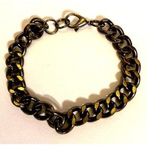 Bracelet Stainless Steel Curb Link 8” Polished Black Gun Metal Lobster Claw